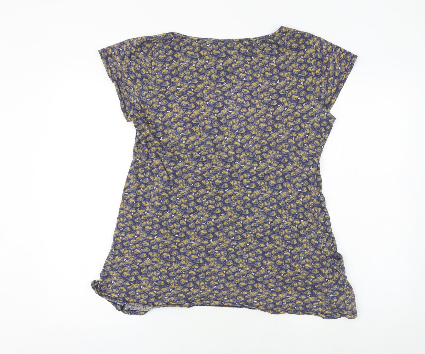 MANTARAY PRODUCTS Womens Blue Geometric 100% Cotton Basic T-Shirt Size 16 Boat Neck
