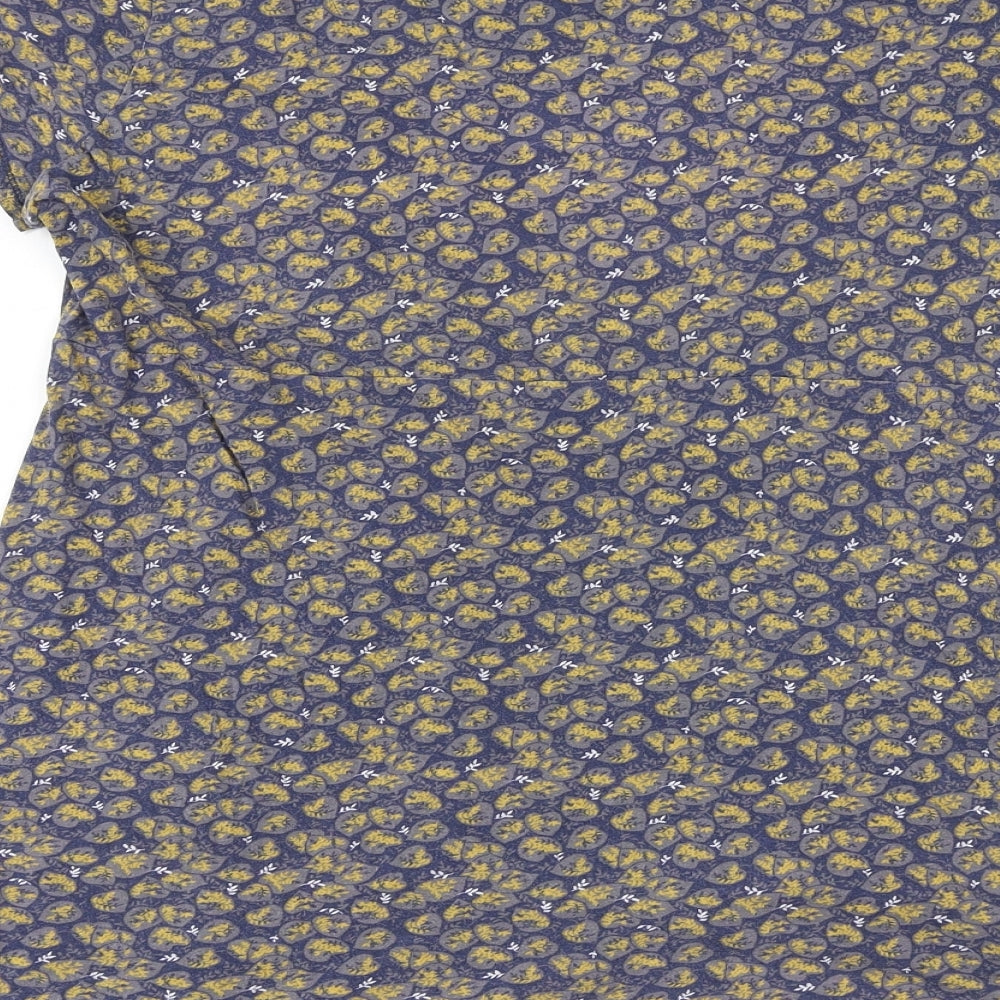 MANTARAY PRODUCTS Womens Blue Geometric 100% Cotton Basic T-Shirt Size 16 Boat Neck