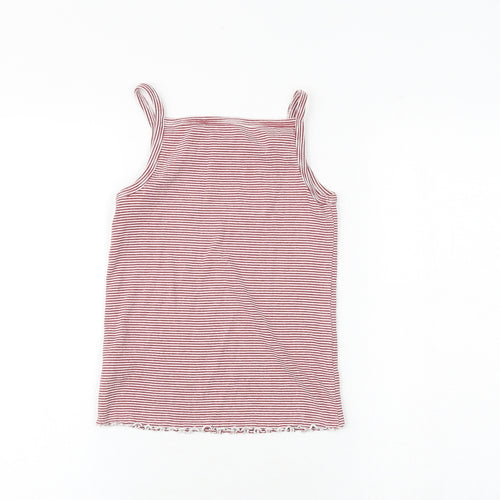 NEXT Girls Red Striped Cotton Basic Tank Size 9 Years Round Neck Pullover