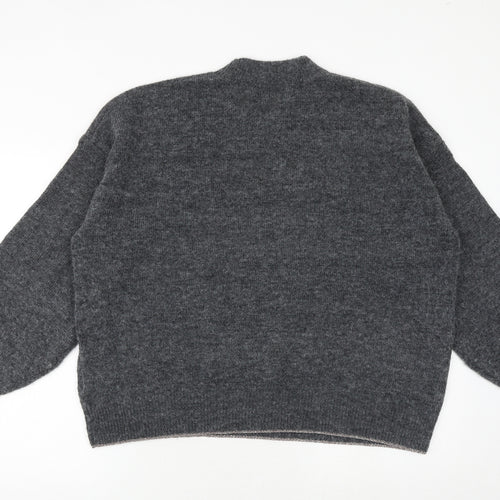 Marks and Spencer Womens Grey Round Neck Geometric Polyester Pullover Jumper Size XL - Stars