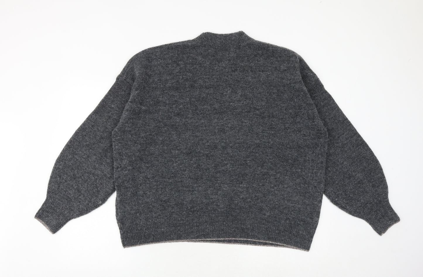 Marks and Spencer Womens Grey Round Neck Geometric Polyester Pullover Jumper Size XL - Stars
