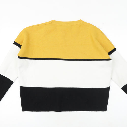 New Look Womens Multicoloured Round Neck Viscose Pullover Jumper Size M - Colourblock