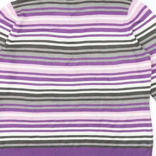 BHS Womens Multicoloured High Neck Striped Acrylic Pullover Jumper Size 14