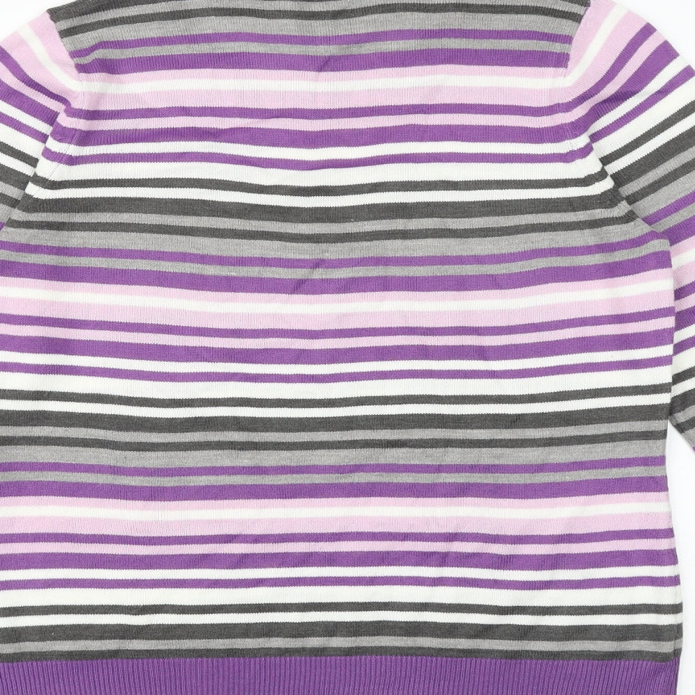 BHS Womens Multicoloured High Neck Striped Acrylic Pullover Jumper Size 14