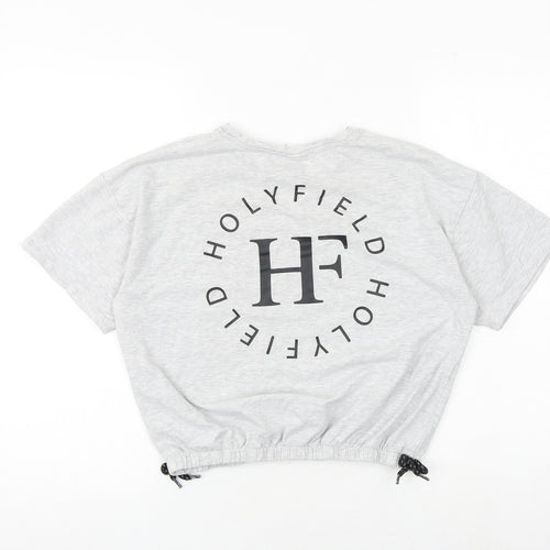 Holyfield Girls Grey Cotton Basic T-Shirt Size 14-15 Years Round Neck Pullover