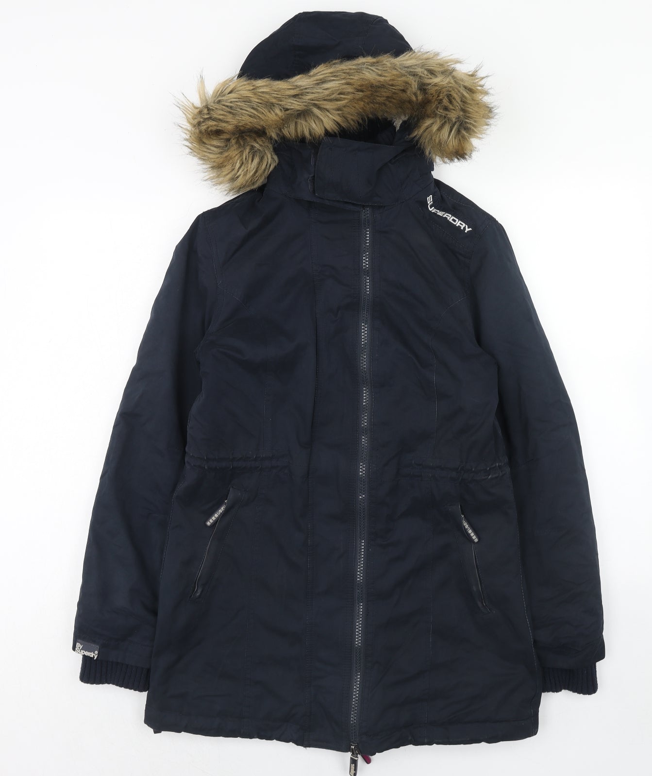Superdry Womens Blue Parka Coat Size M Zip