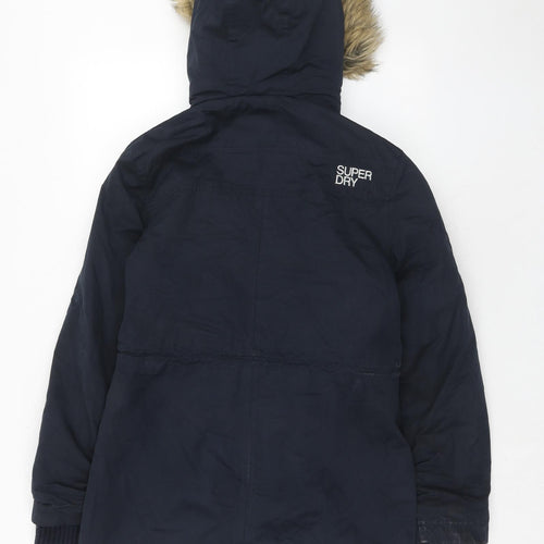 Superdry Womens Blue Parka Coat Size M Zip