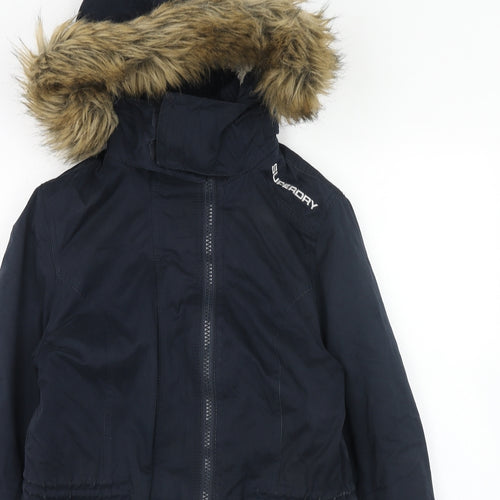 Superdry Womens Blue Parka Coat Size M Zip