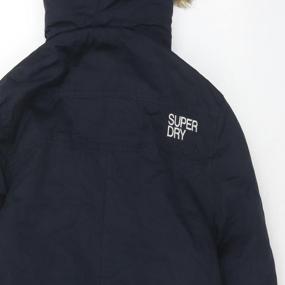 Superdry Womens Blue Parka Coat Size M Zip