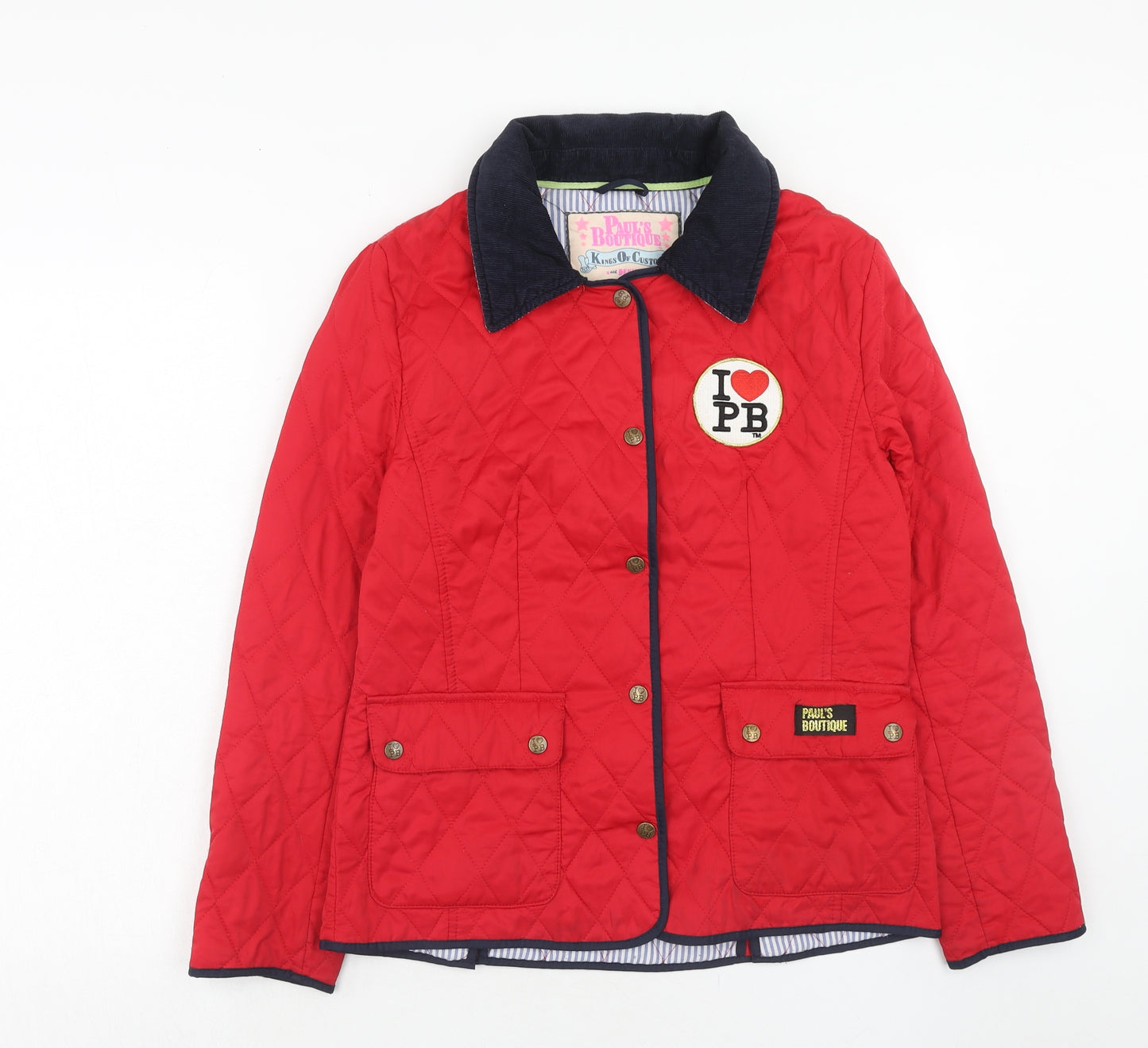 Paul's Boutique Womens Red Quilted Jacket Size L Button