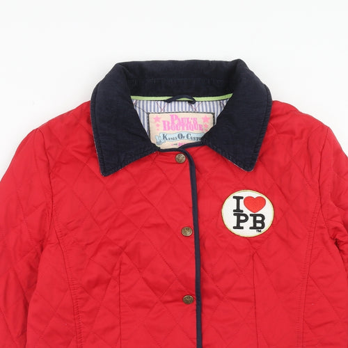 Paul's Boutique Womens Red Quilted Jacket Size L Button