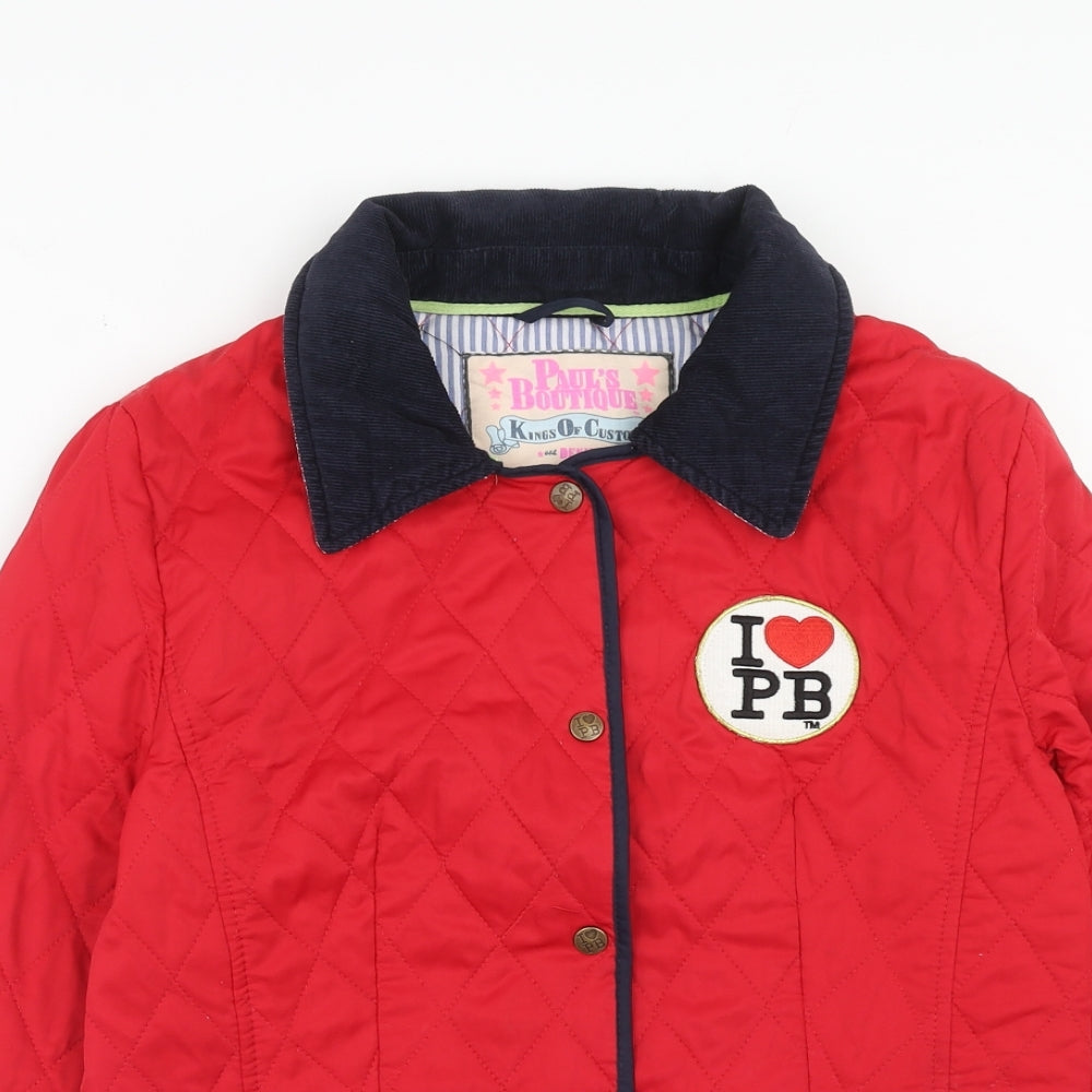 Paul's Boutique Womens Red Quilted Jacket Size L Button