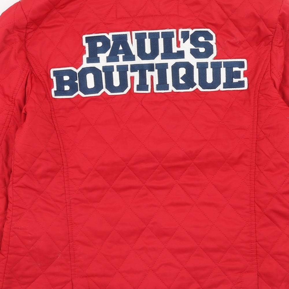 Paul's Boutique Womens Red Quilted Jacket Size L Button