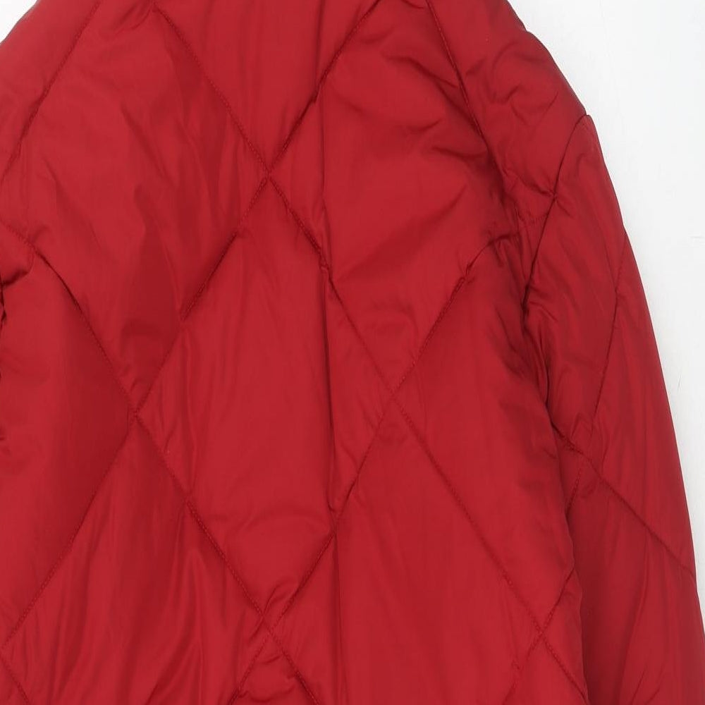 Marks and Spencer Womens Red Quilted Coat Size 12 Zip