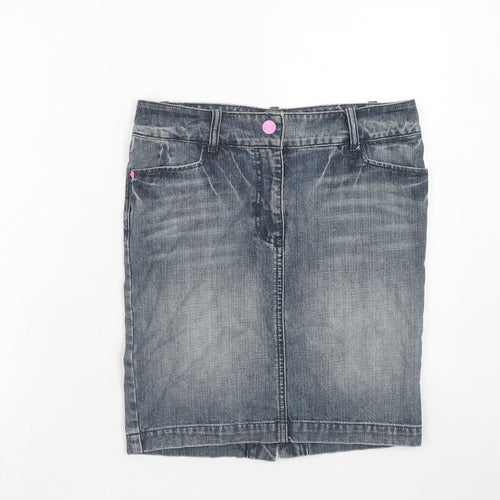 Boxfresh Womens Blue Cotton A-Line Skirt Size S Zip