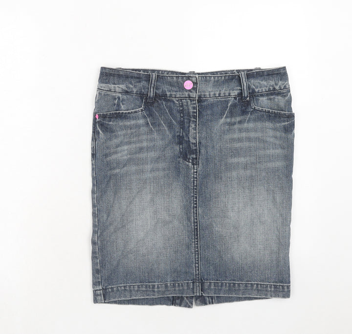 Boxfresh Womens Blue Cotton A-Line Skirt Size S Zip