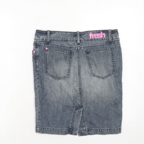 Boxfresh Womens Blue Cotton A-Line Skirt Size S Zip
