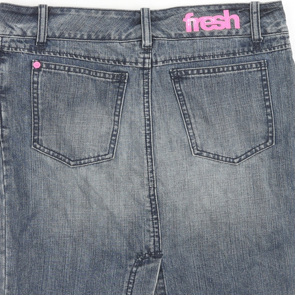 Boxfresh Womens Blue Cotton A-Line Skirt Size S Zip