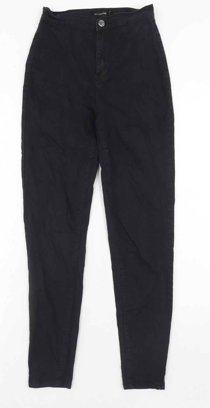 PRETTYLITTLETHING Womens Black Cotton Skinny Jeans Size 6 Regular Zip