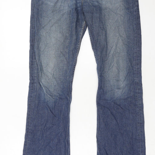 Levi's Mens Blue Herringbone Cotton Bootcut Jeans Size 32 in L34 in Regular Zip