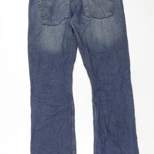 Levi's Mens Blue Herringbone Cotton Bootcut Jeans Size 32 in L34 in Regular Zip