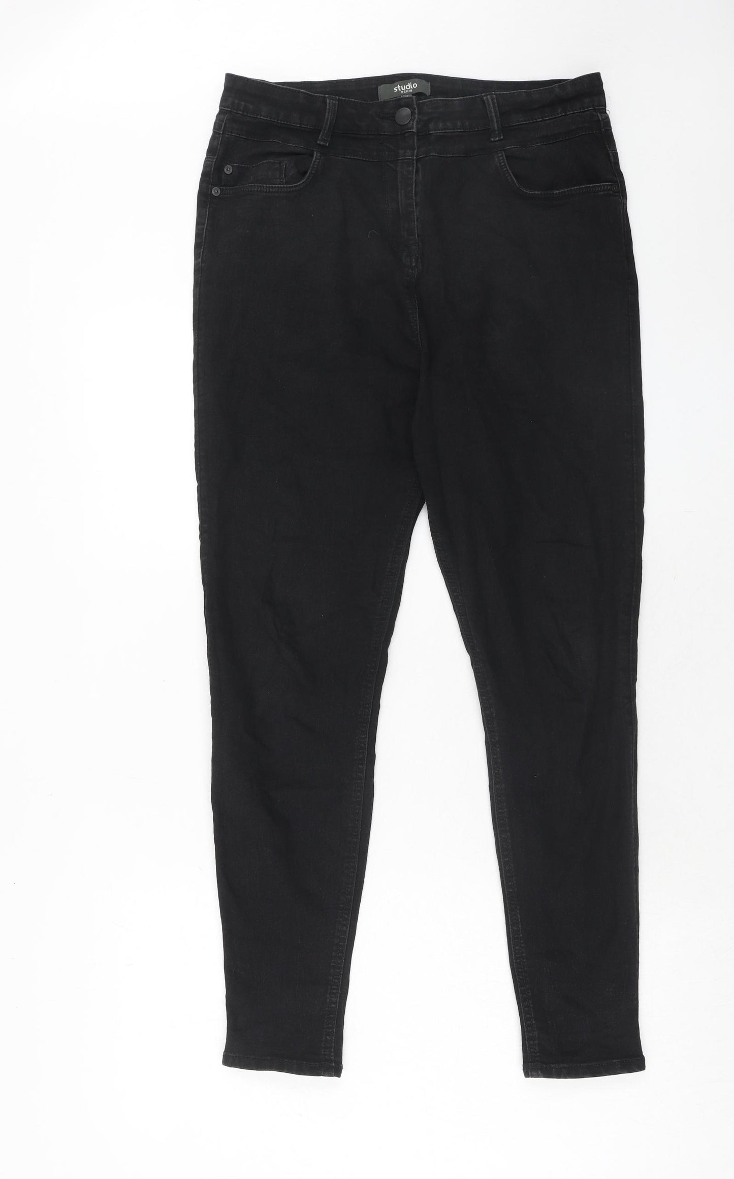 Studio Womens Black Cotton Skinny Jeans Size 12 Regular Zip