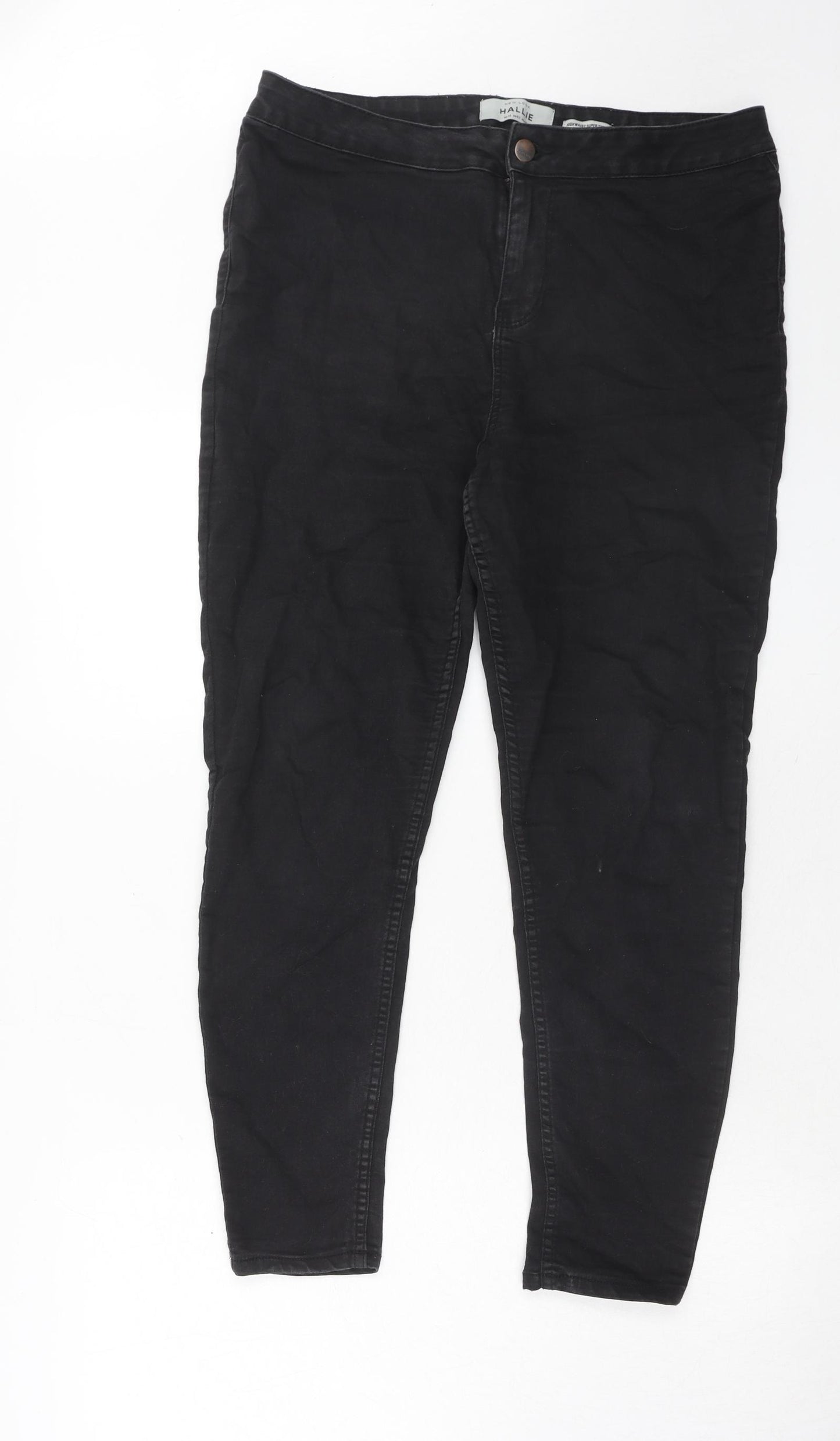 New Look Womens Black Cotton Skinny Jeans Size 14 Regular Zip
