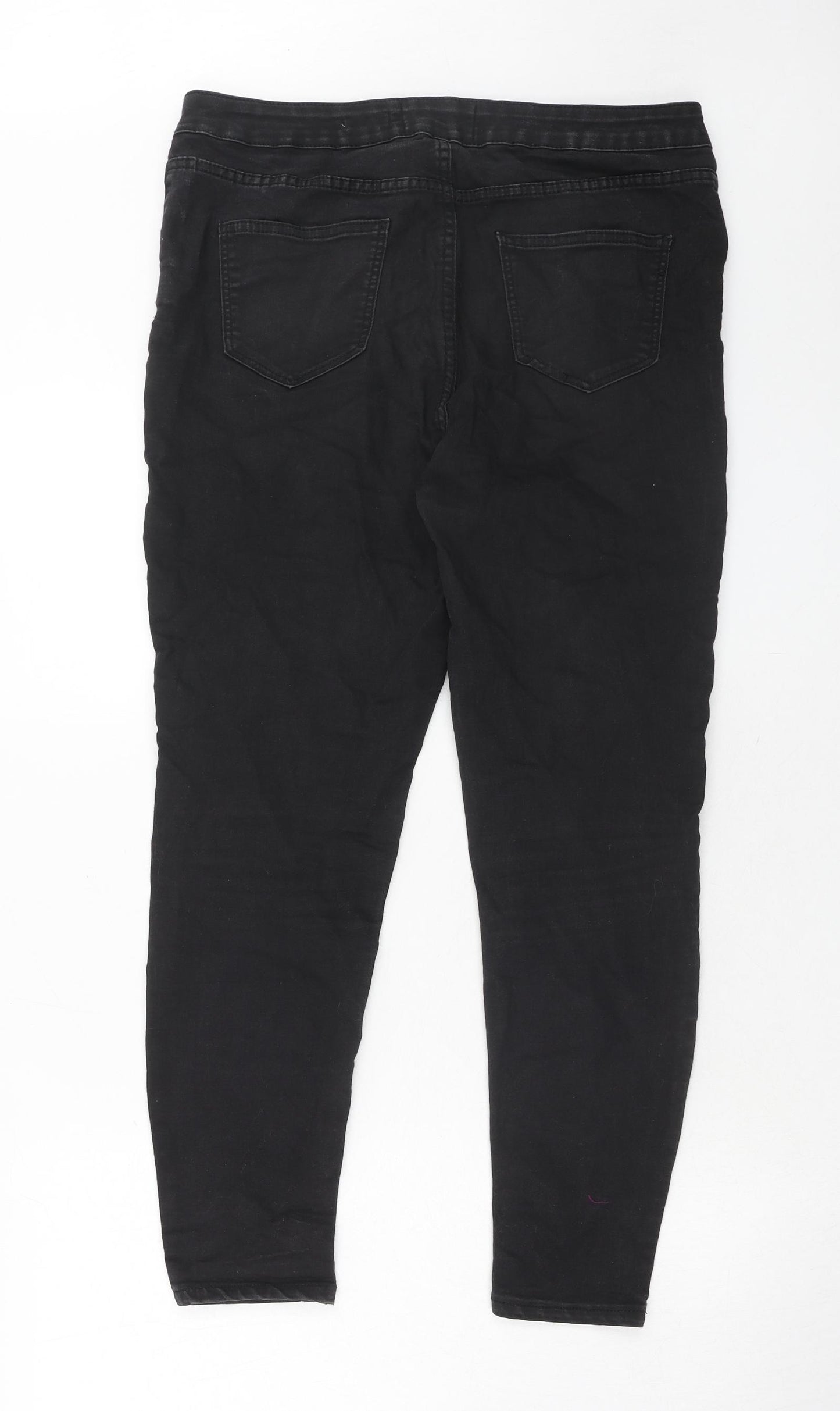 New Look Womens Black Cotton Skinny Jeans Size 14 Regular Zip