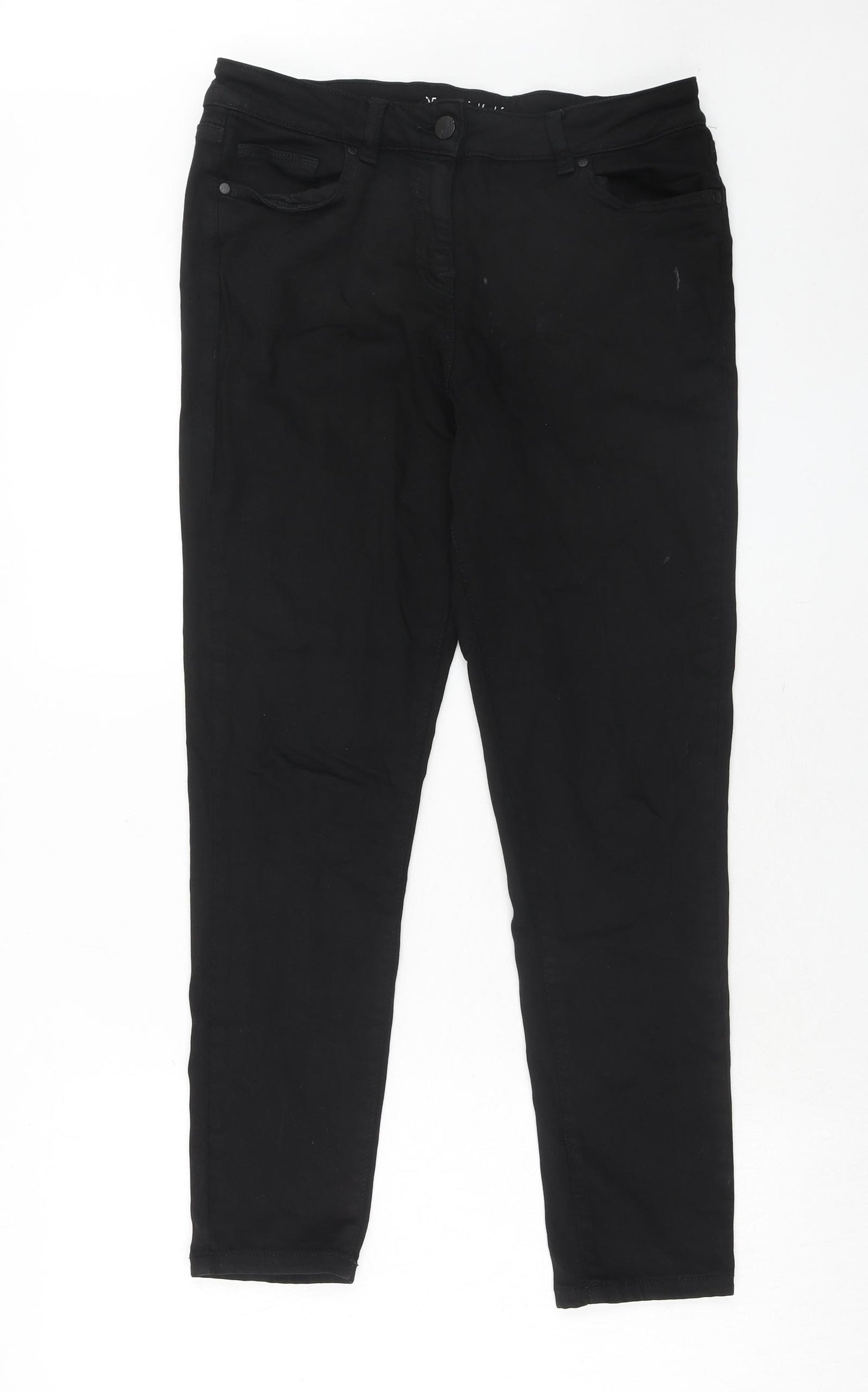 NEXT Womens Black Cotton Skinny Jeans Size 14 Regular Zip