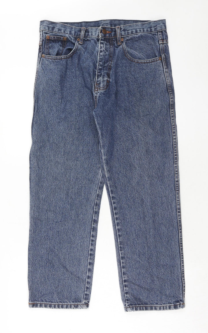 Aztec Womens Blue Cotton Straight Jeans Size 34 in L27 in Regular Zip
