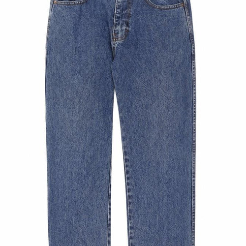 Aztec Womens Blue Cotton Straight Jeans Size 34 in L27 in Regular Zip