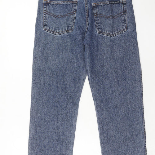 Aztec Womens Blue Cotton Straight Jeans Size 34 in L27 in Regular Zip
