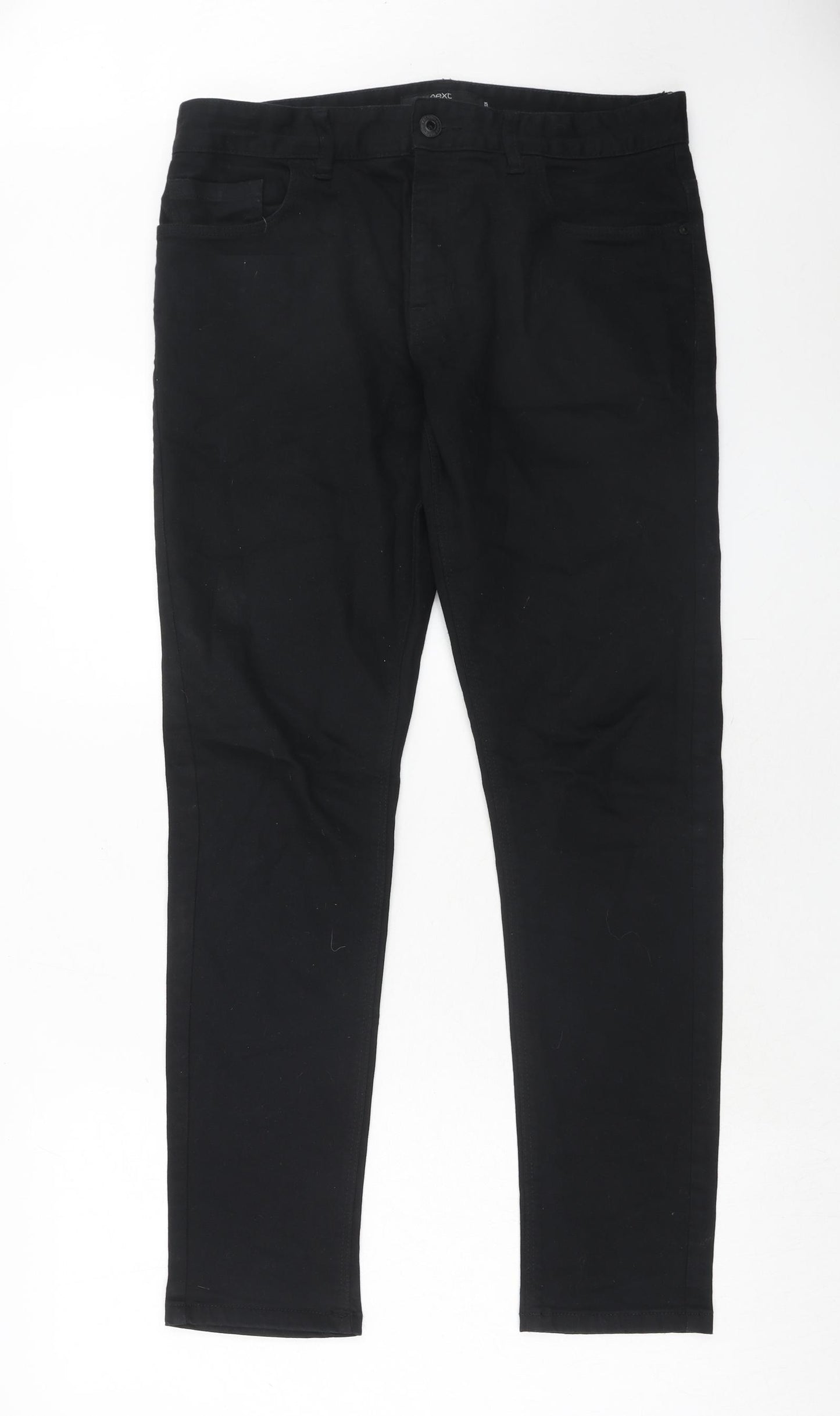 NEXT Mens Black Cotton Skinny Jeans Size 32 in L31 in Regular Zip