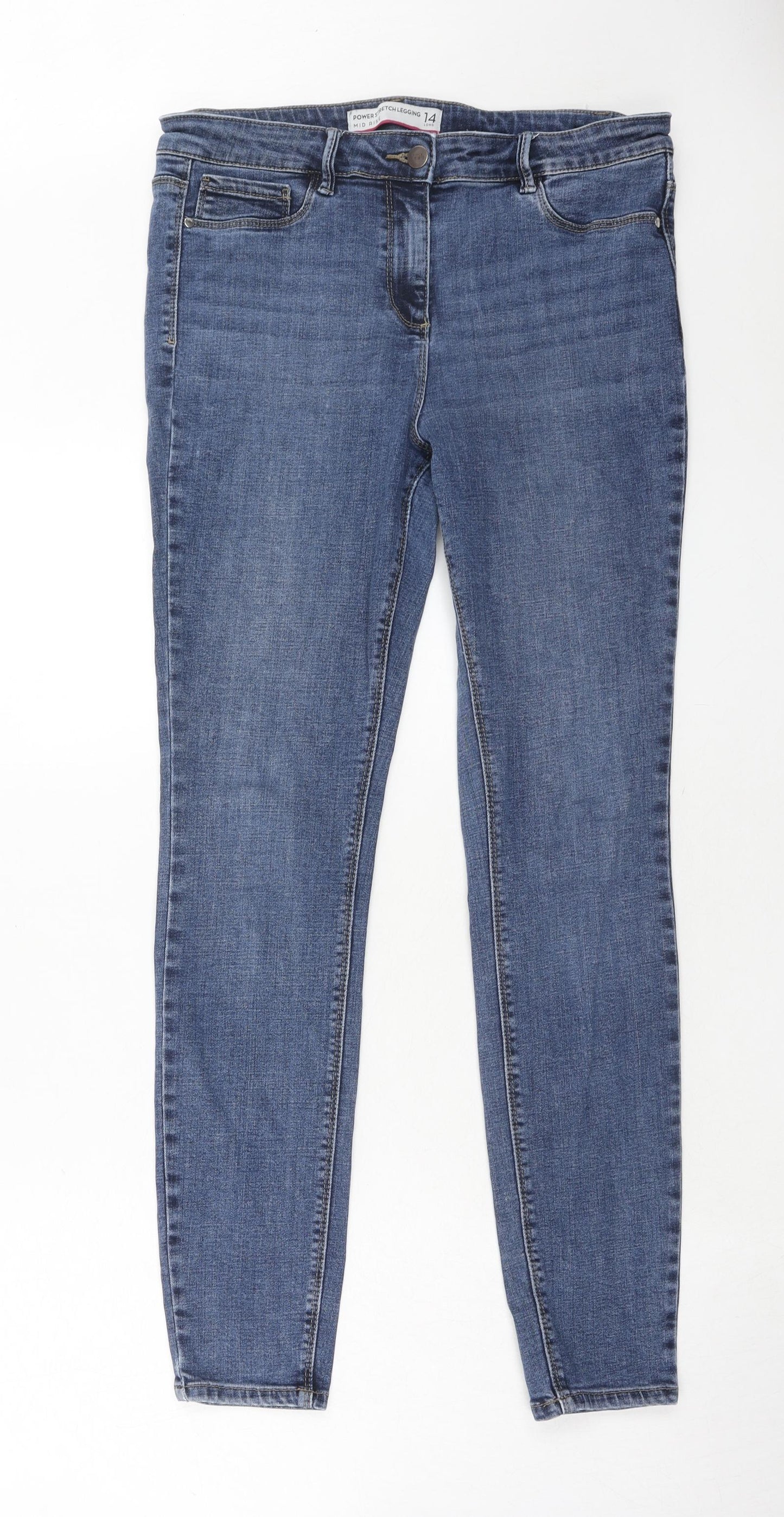 NEXT Womens Blue Cotton Jegging Jeans Size 14 Regular Zip