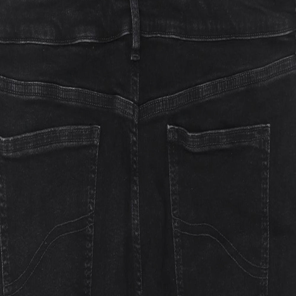 Fat Face Womens Black Cotton Dungaree One-Piece Size 18 Button