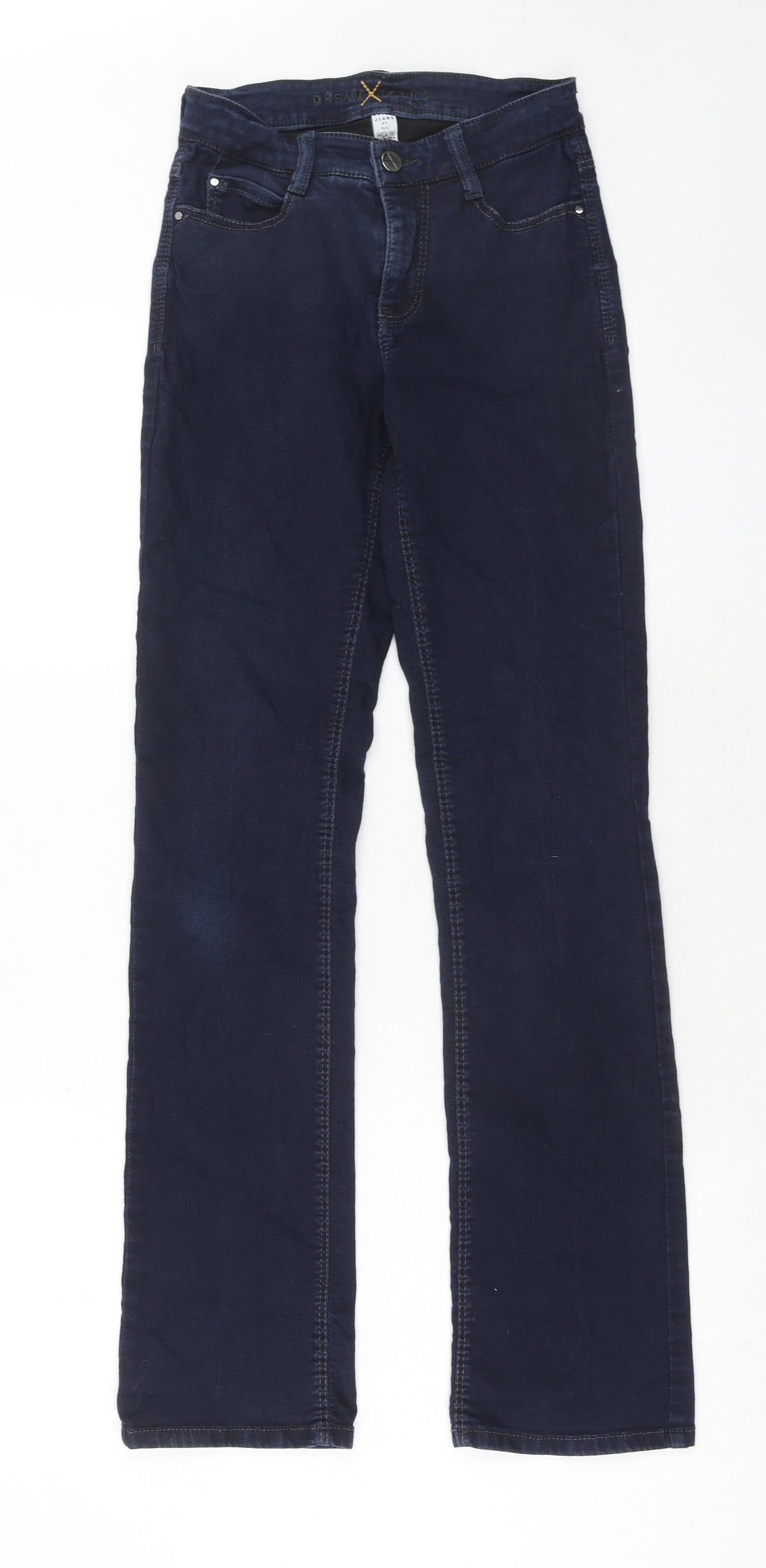 Mac Jeans Womens Blue Cotton Straight Jeans Size 24 in Regular Zip
