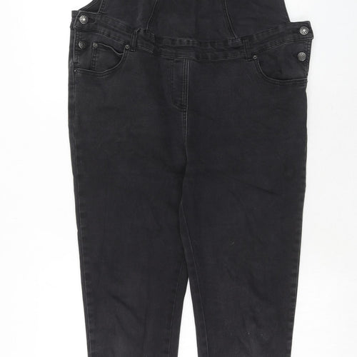 JoJo Maman Bébé Womens Black Cotton Dungaree One-Piece Size 12 Button