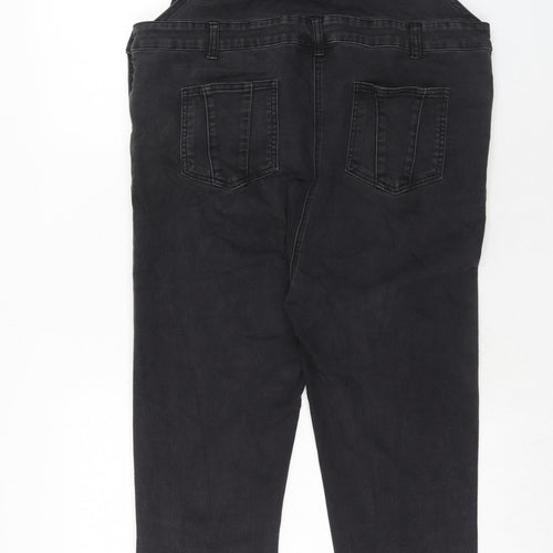 JoJo Maman Bébé Womens Black Cotton Dungaree One-Piece Size 12 Button