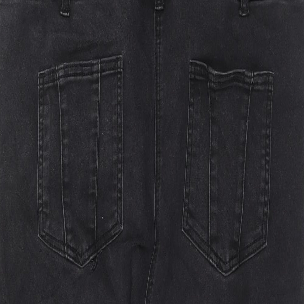 JoJo Maman Bébé Womens Black Cotton Dungaree One-Piece Size 12 Button