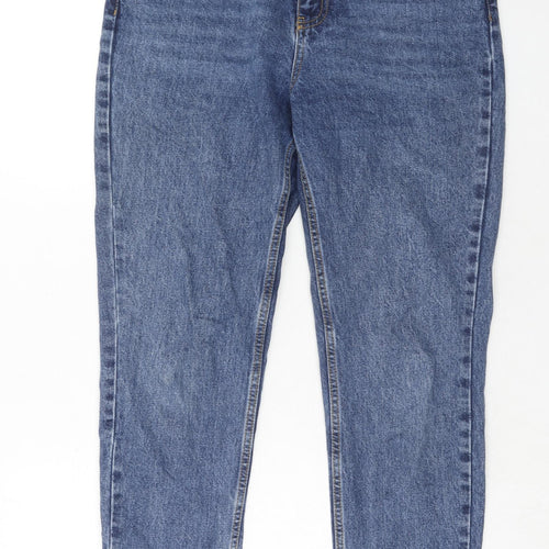 Topshop Womens Blue Cotton Mom Jeans Size 30 in L30 in Regular Zip