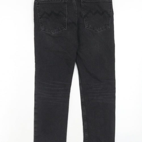 H&M Boys Black Cotton Straight Jeans Size 11-12 Years Regular Zip