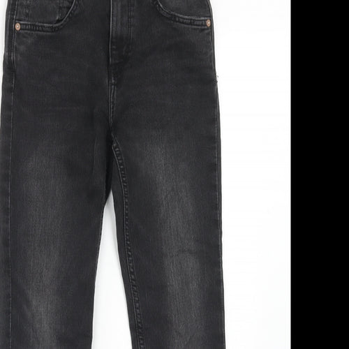 H&M Boys Black Cotton Straight Jeans Size 11-12 Years Regular Zip