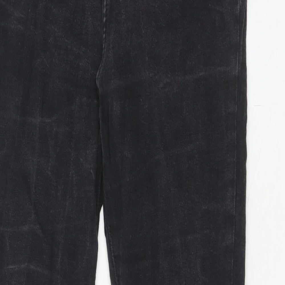 Boohoo Womens Black Cotton Flared Jeans Size 12 Regular Zip