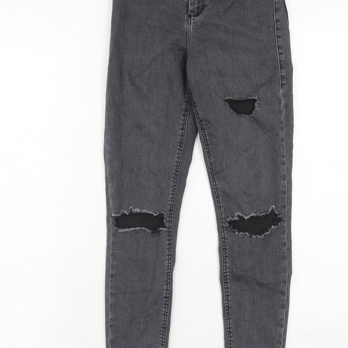 Topshop Womens Grey Cotton Skinny Jeans Size 28 in L32 in Regular Zip
