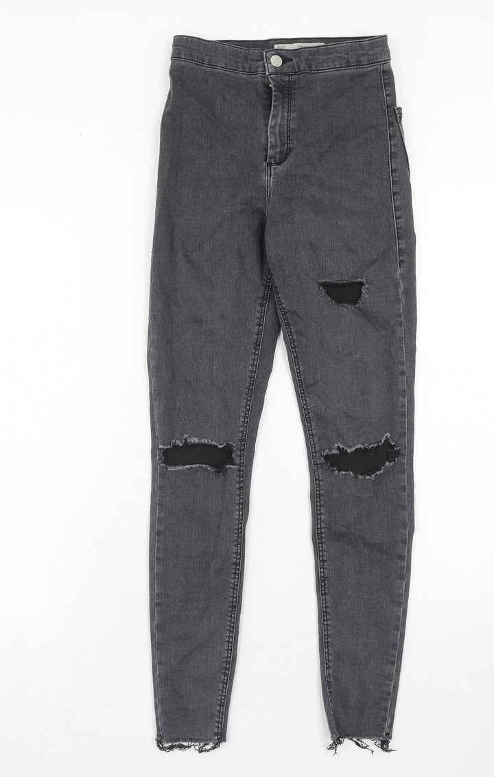 Topshop Womens Grey Cotton Skinny Jeans Size 28 in L32 in Regular Zip