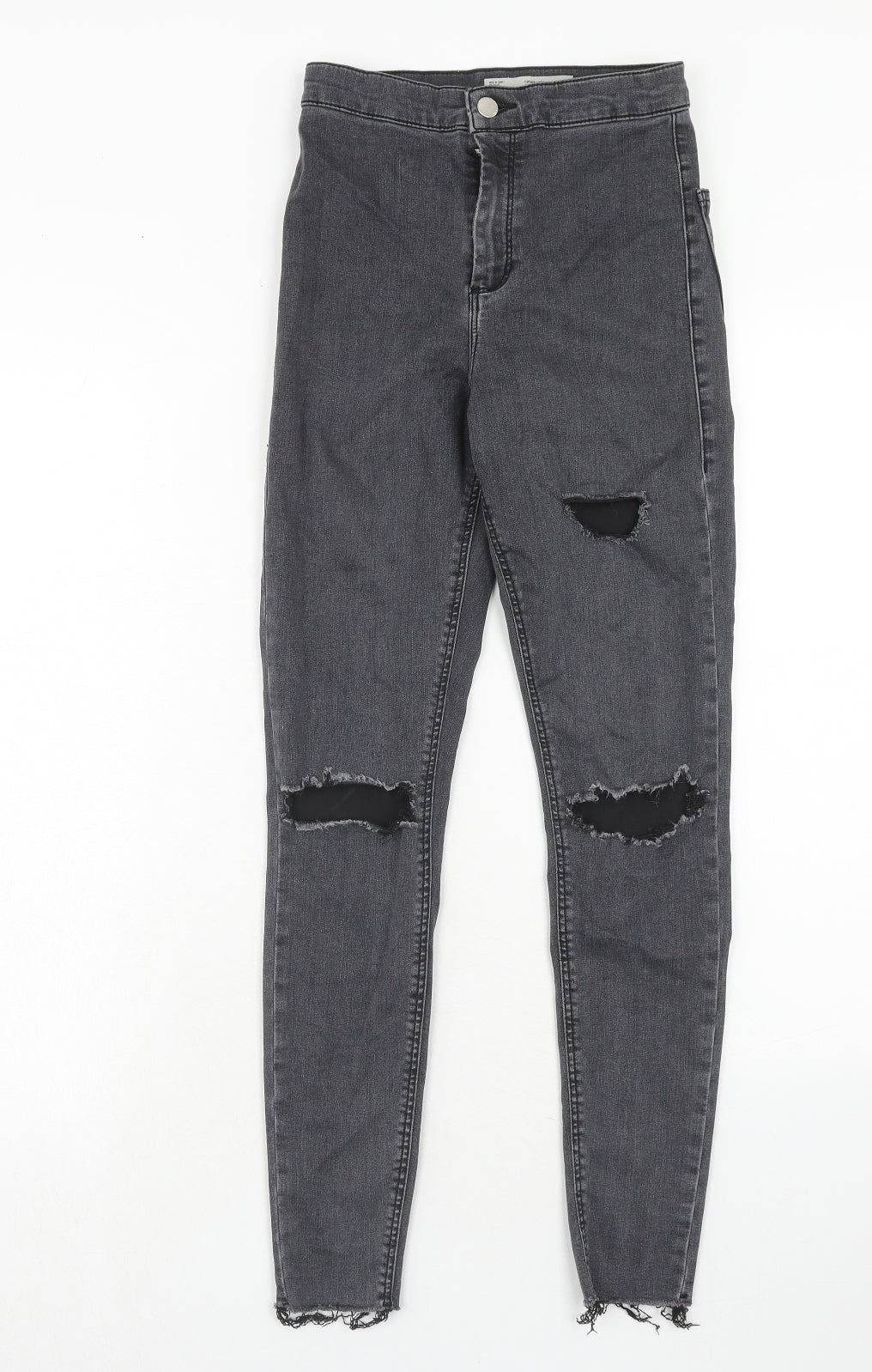 Topshop Womens Grey Cotton Skinny Jeans Size 28 in L32 in Regular Zip