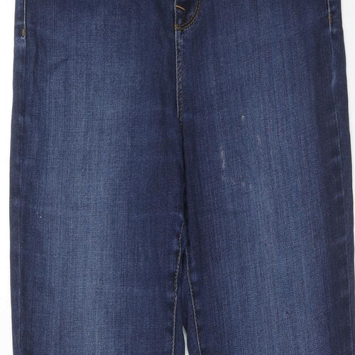 Monsoon Womens Blue Cotton Straight Jeans Size 16 Regular Zip
