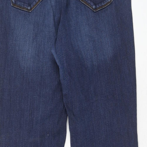 Monsoon Womens Blue Cotton Straight Jeans Size 16 Regular Zip