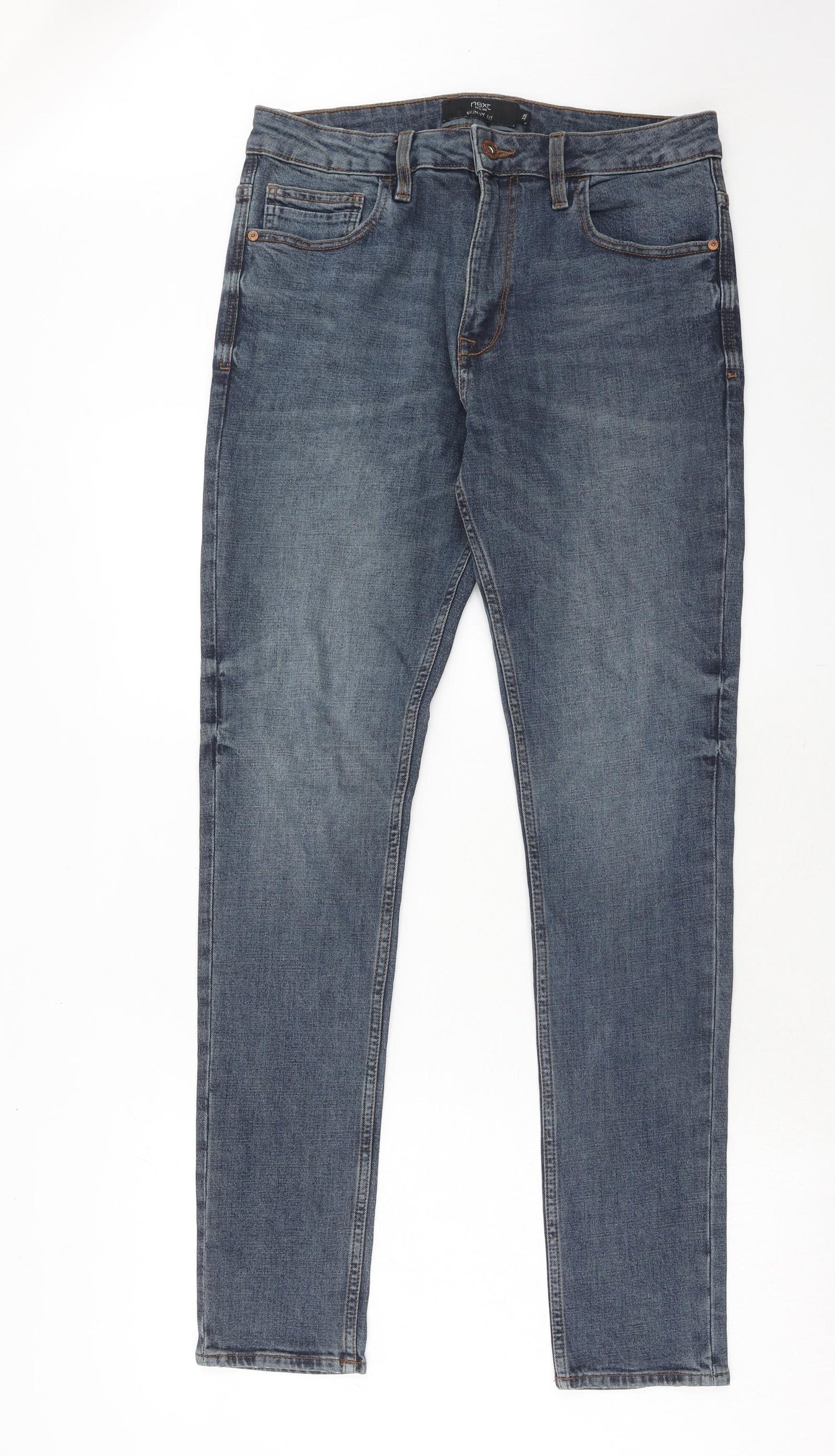 NEXT Mens Blue Cotton Skinny Jeans Size 32 in L33 in Regular Zip