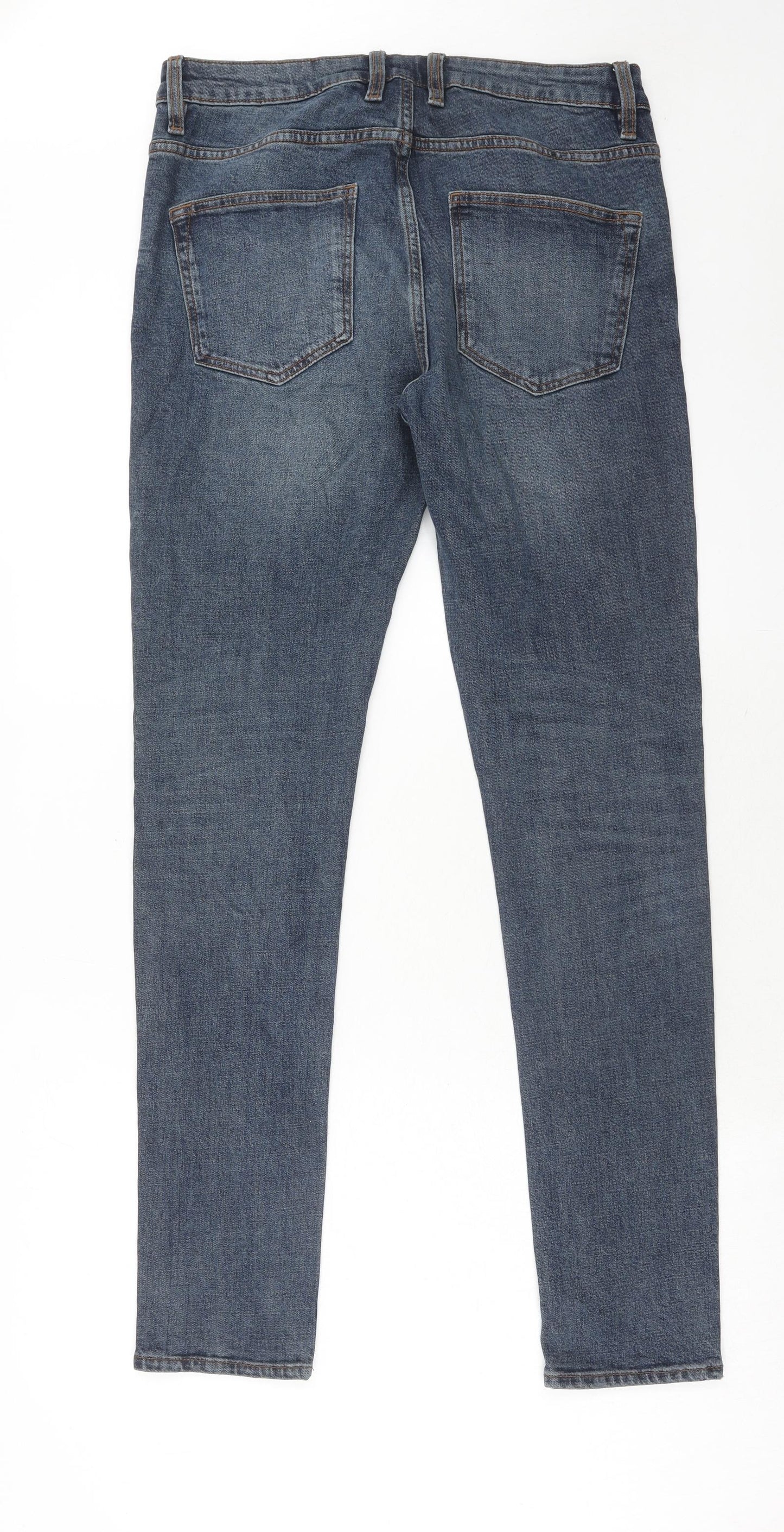 NEXT Mens Blue Cotton Skinny Jeans Size 32 in L33 in Regular Zip
